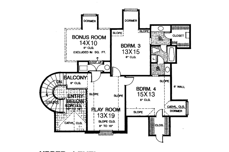 Architectural House Design - Floor Plan - Upper Floor for Country House Plan #310-1107 - 4 bed, 3.5 bath