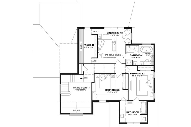House Blueprint - Floor Plan - Upper Floor for Farmhouse House Plan #23-2892 - 3 bed, 2.5 bath