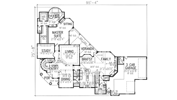 House Blueprint - European Floor Plan - Main Floor Plan #1021-8