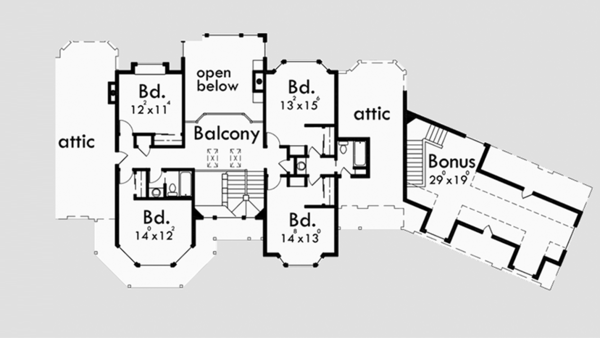 Architectural House Design - Country Floor Plan - Upper Floor Plan #303-472