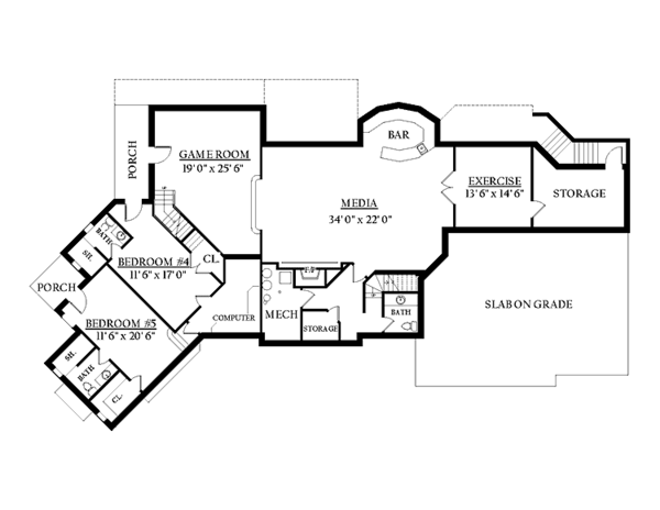 Architectural House Design - European Floor Plan - Lower Floor Plan #937-19