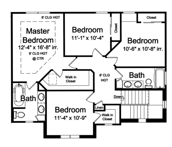 House Design - Traditional Floor Plan - Upper Floor Plan #46-800