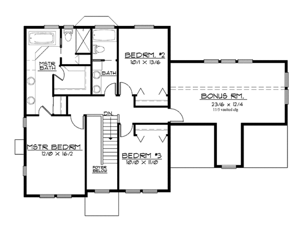 House Blueprint - Traditional Floor Plan - Upper Floor Plan #997-18
