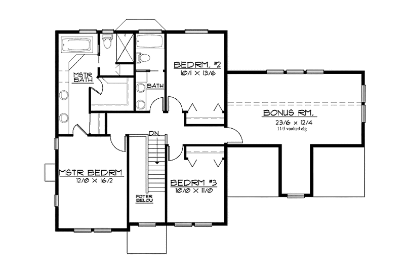 House Blueprint - Floor Plan - Upper Floor for Traditional House Plan #997-18 - 3 bed, 2.5 bath