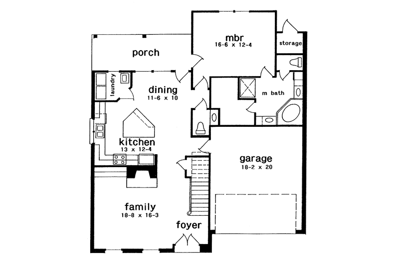 Home Plan - Floor Plan - Main Floor for Country House Plan #301-141 - 3 bed, 2.5 bath