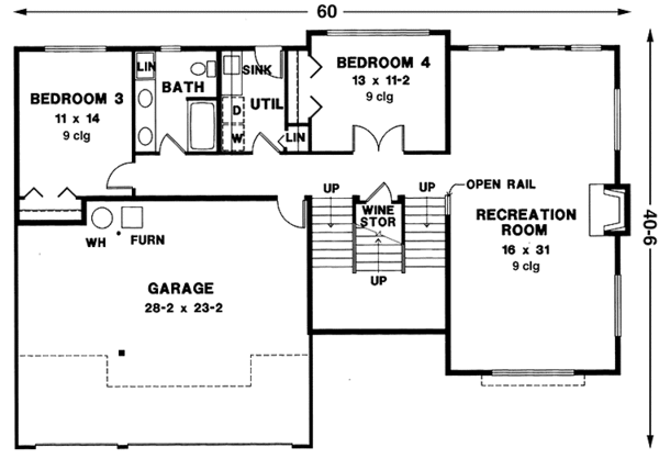 House Plan Design - Mediterranean Floor Plan - Lower Floor Plan #966-69