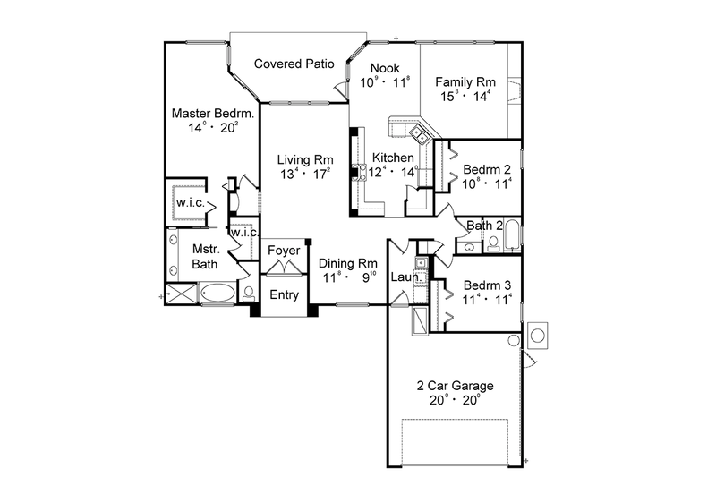 Home Plan - Floor Plan - Main Floor for Mediterranean House Plan #417-831 - 3 bed, 2 bath