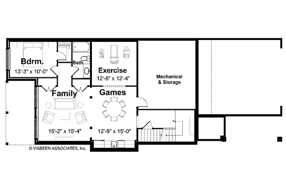 Floor Plan - Lower Floor for Traditional House Plan #928-111 - 2 bed, 2.5 bath
