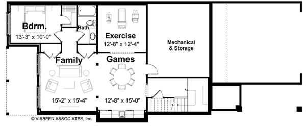 House Plan Design - Traditional Floor Plan - Lower Floor Plan #928-111