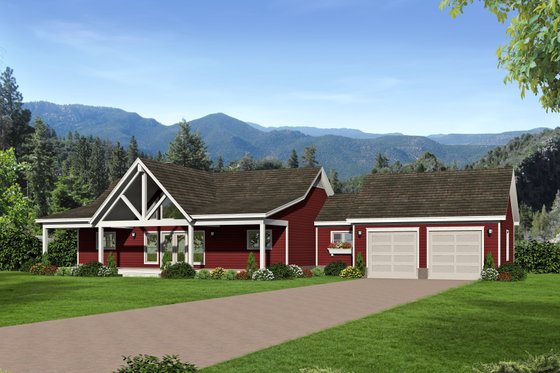 Exterior - Front Elevation for Country House Plan #932-62 - 2 bed, 2 bath