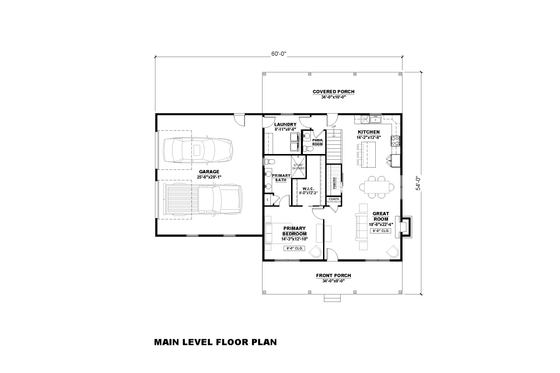 Floor Plan - Main Floor for Farmhouse House Plan #1117-39 - 3 bed, 2.5 bath