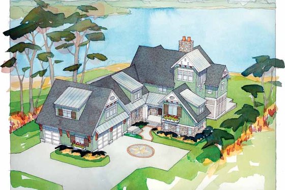 Exterior - Front Elevation 2 for Traditional House Plan #928-23 - 5 bed, 4.5 bath