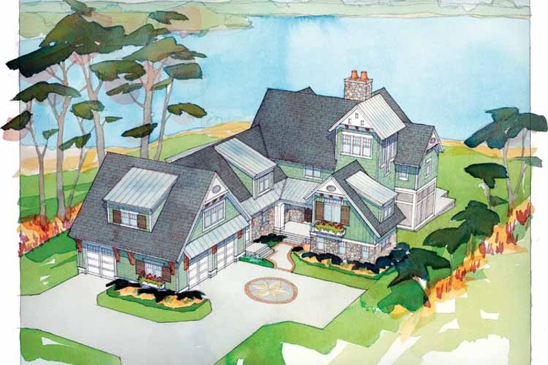 Home Plan - Exterior - Front Elevation 2 for Traditional House Plan #928-23 - 5 bed, 4.5 bath