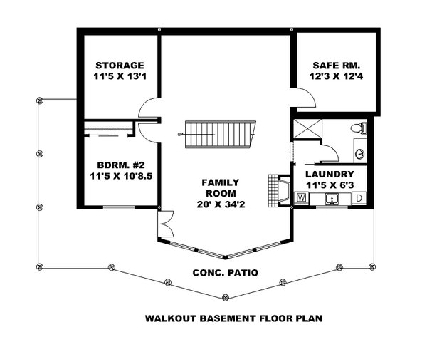 Country Floor Plan - Lower Floor Plan #117-1001