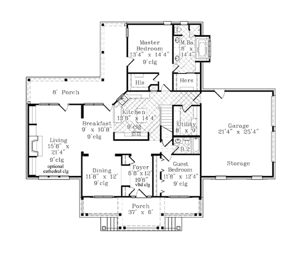 House Blueprint - Country Floor Plan - Main Floor Plan #985-1