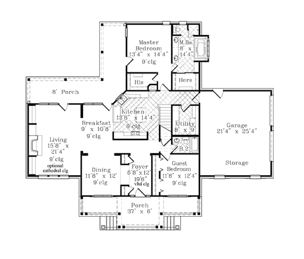 House Plan Design - Country Floor Plan - Main Floor Plan #985-1