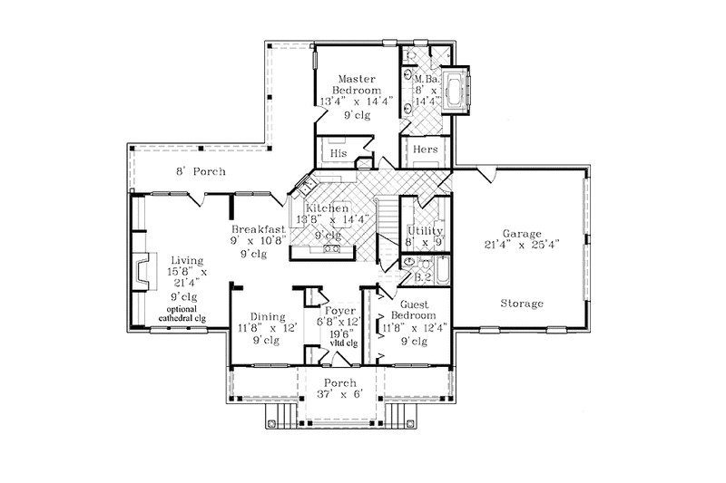 Dream House Plan - Floor Plan - Main Floor for Country House Plan #985-1 - 4 bed, 3 bath