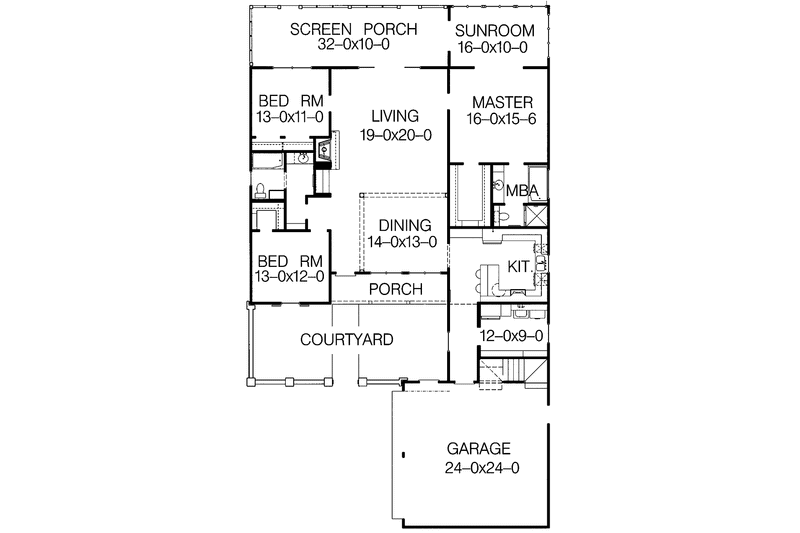 Dream House Plan - Floor Plan - Main Floor for Country House Plan #15-326 - 3 bed, 2 bath