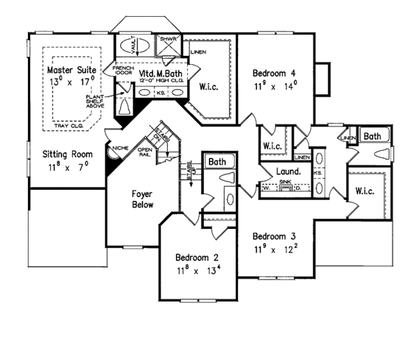 Home Plan - Colonial Floor Plan - Upper Floor Plan #927-836