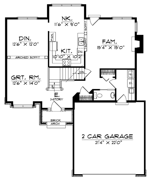 Home Plan - Traditional Floor Plan - Main Floor Plan #70-1353