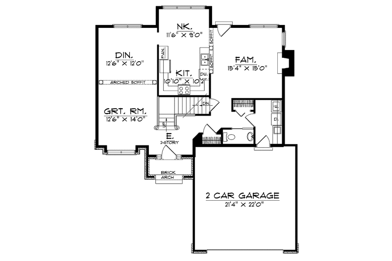 Architectural House Design - Floor Plan - Main Floor for Traditional House Plan #70-1353 - 4 bed, 2.5 bath