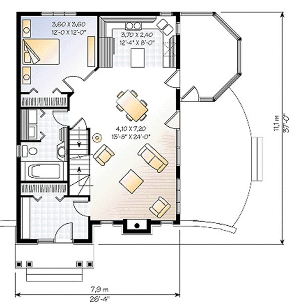 House Plan Design - Cottage Floor Plan - Main Floor Plan #23-614