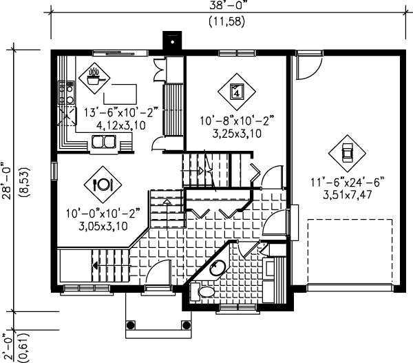 European Floor Plan - Main Floor Plan #25-3010