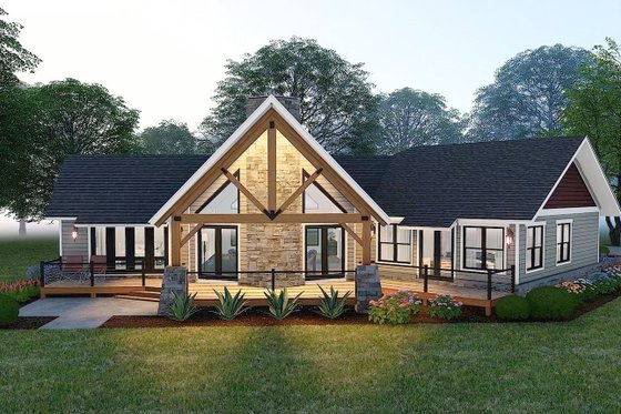 Exterior - Rear Elevation 1 for Country House Plan #932-1275 - 3 bed, 2 bath