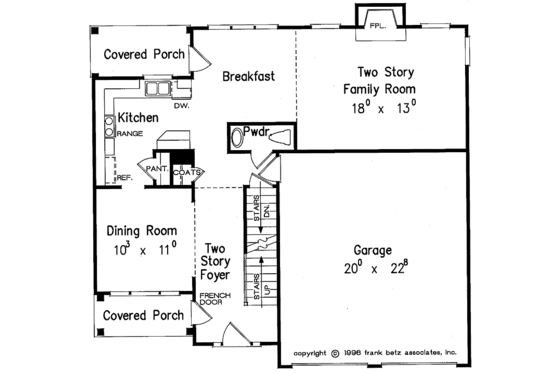 Floor Plan - Main Floor for Colonial House Plan #927-161 - 3 bed, 2.5 bath