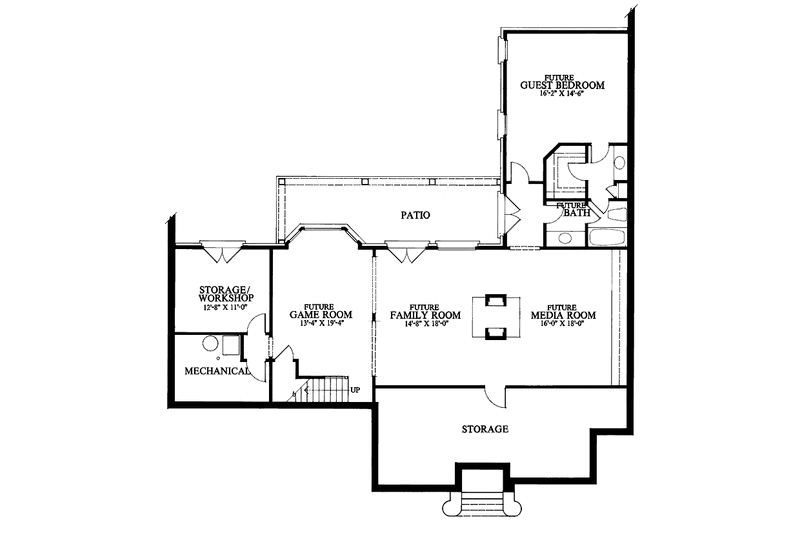 Dream House Plan - Floor Plan - Lower Floor for Traditional House Plan #429-80 - 4 bed, 3 bath