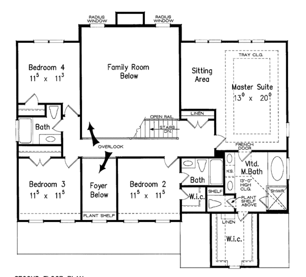 House Blueprint - Classical Floor Plan - Upper Floor Plan #927-787