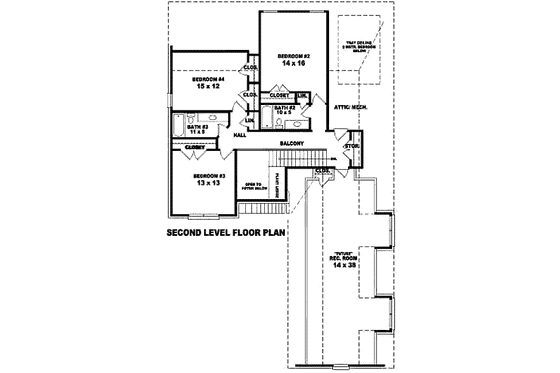 Floor Plan - Upper Floor for European House Plan #81-13749 - 4 bed, 3.5 bath