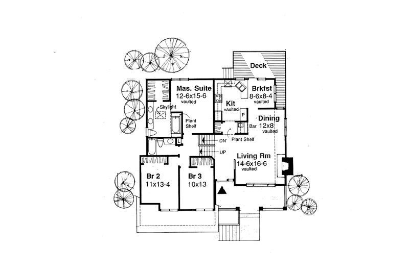 Home Plan - Floor Plan - Main Floor for Country House Plan #320-1099 - 3 bed, 2.5 bath