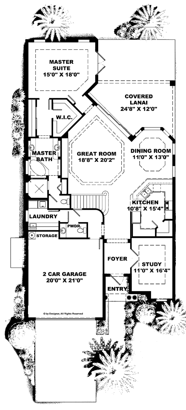 House Plan Design - Mediterranean Floor Plan - Main Floor Plan #1017-91