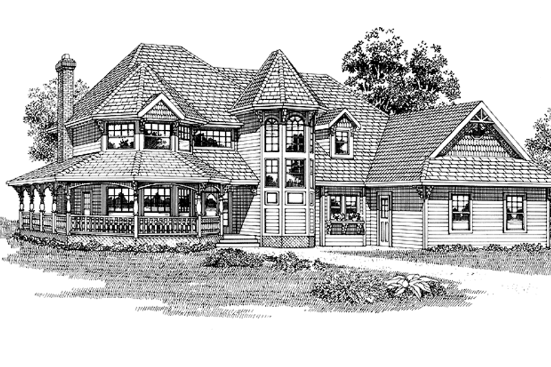 Dream House Plan - Victorian Exterior - Front Elevation Plan #47-841