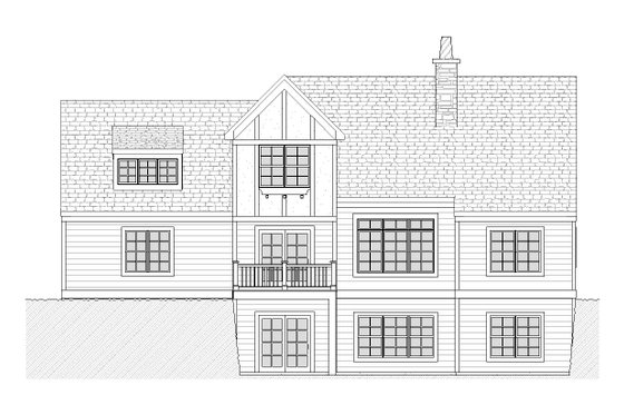 Exterior - Rear Elevation for Tudor House Plan #901-70 - 3 bed, 2.5 bath
