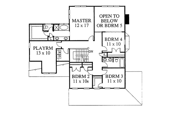 Floor Plan - Upper Floor for Country House Plan #1053-3 - 4 bed, 3 bath