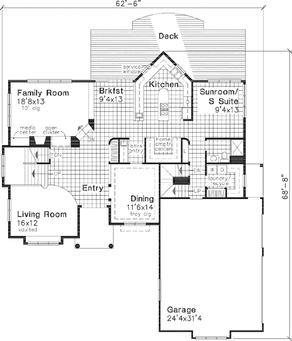 Home Plan - European Floor Plan - Main Floor Plan #320-515