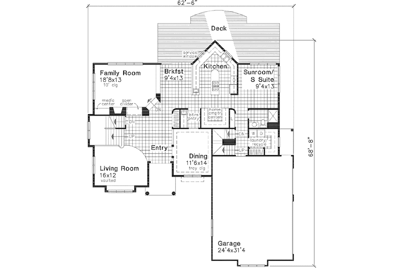 Home Plan - Floor Plan - Main Floor for European House Plan #320-515 - 4 bed, 4 bath