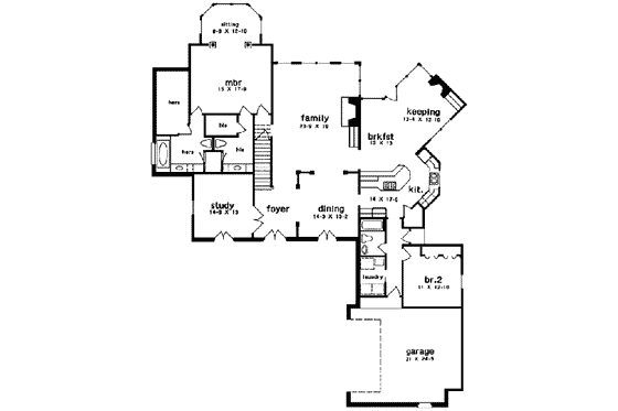 Floor Plan - Main Floor for European House Plan #301-109 - 4 bed, 4 bath