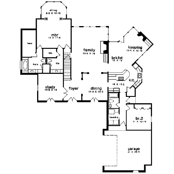 House Blueprint - European Floor Plan - Main Floor Plan #301-109