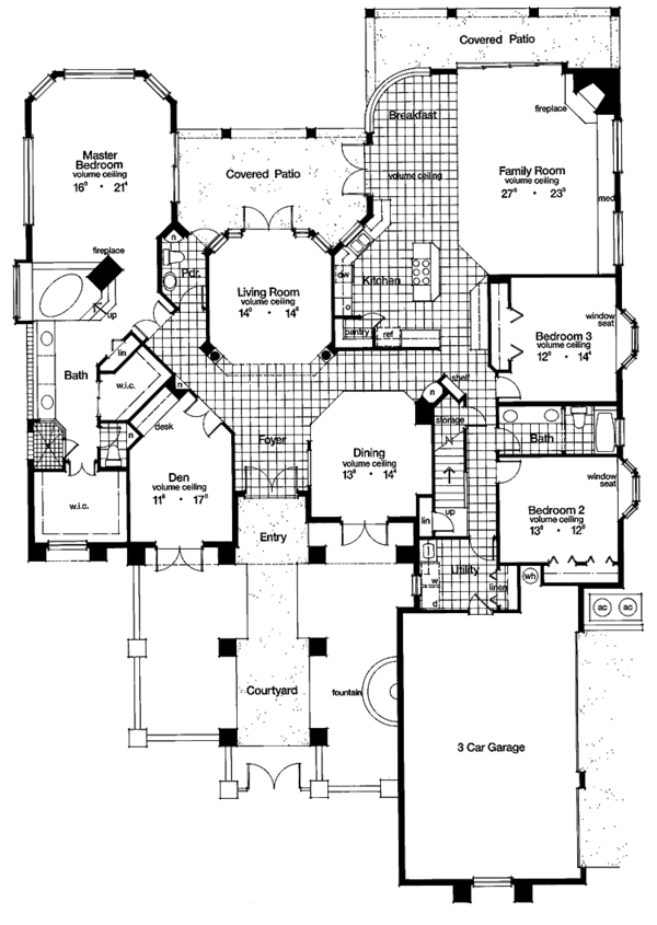 Architectural House Design - Mediterranean Floor Plan - Main Floor Plan #417-549