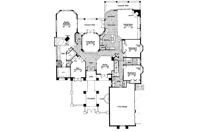 Home Plan - Floor Plan - Main Floor for Mediterranean House Plan #417-549 - 3 bed, 3.5 bath