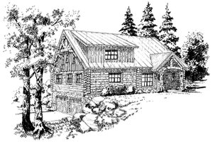 Exterior - Front Elevation 4 for Log House Plan #942-23 - 3 bed, 2.5 bath