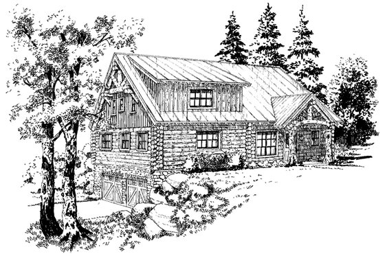 Exterior - Front Elevation 4 for Log House Plan #942-23 - 3 bed, 2.5 bath