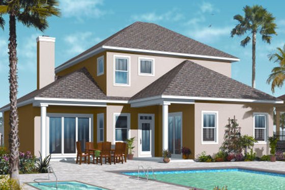 Exterior - Rear Elevation for Mediterranean House Plan #23-2248 - 4 bed, 3.5 bath