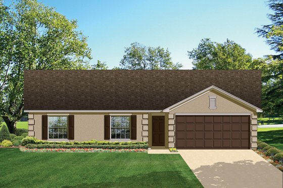 Exterior - Front Elevation 3 for Ranch House Plan #1058-30 - 3 bed, 2 bath