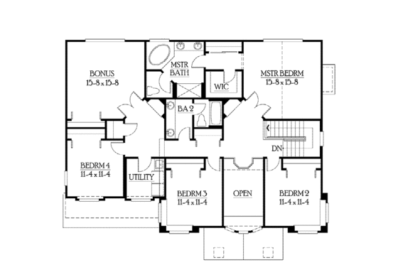 Floor Plan - Upper Floor for Prairie House Plan #132-380 - 4 bed, 2.5 bath
