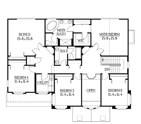 Architectural House Design - Prairie Floor Plan - Upper Floor Plan #132-380