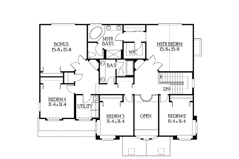 Home Plan - Floor Plan - Upper Floor for Prairie House Plan #132-380 - 4 bed, 2.5 bath